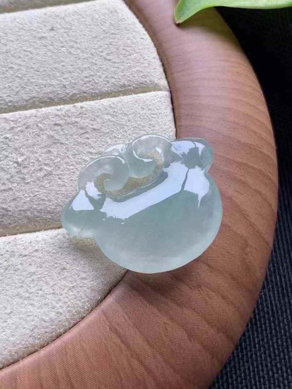 Mini Small Translucent Pale Green Jade Cloud Ruyi Pendant Cerified Tpye A
